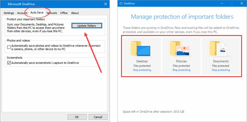 Here's how to enable the folder protection feature in OneDrive by automatic taking backup of user data folders like Desktop, Documents and Pictures