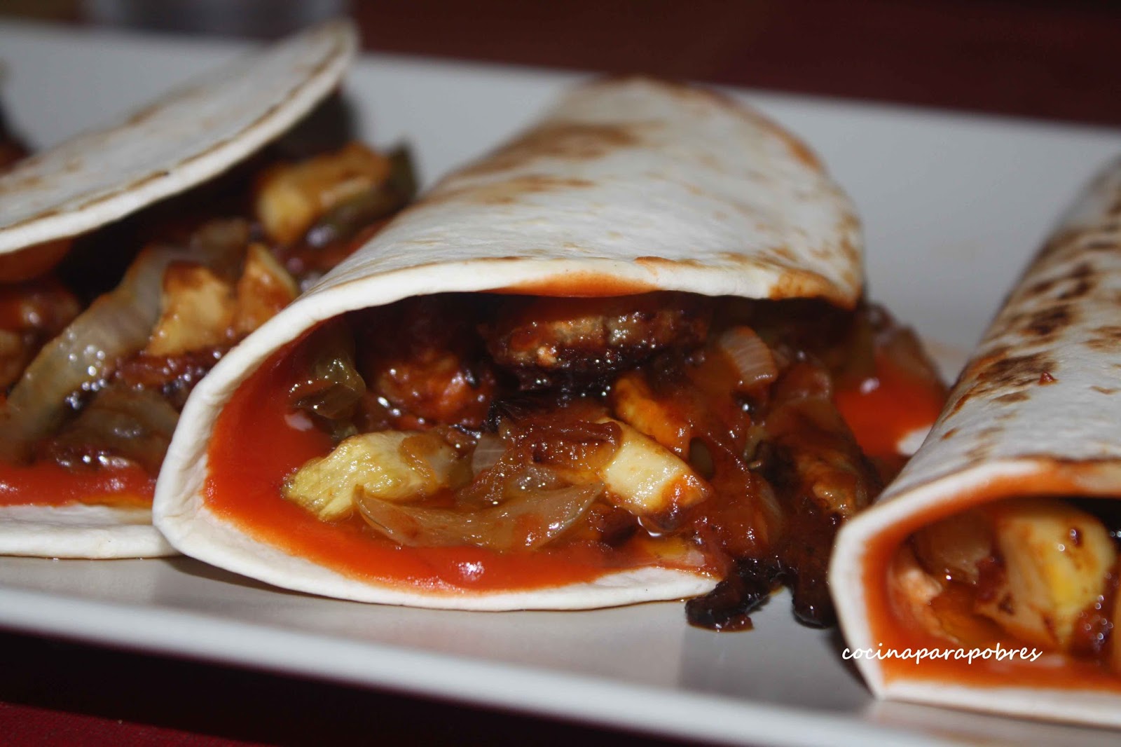 Fajitas de carne y verduras