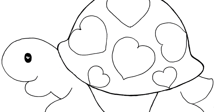 Tortuga con caparazon en forma de corazones para colorear y pintar ~ Colorea el dibujos