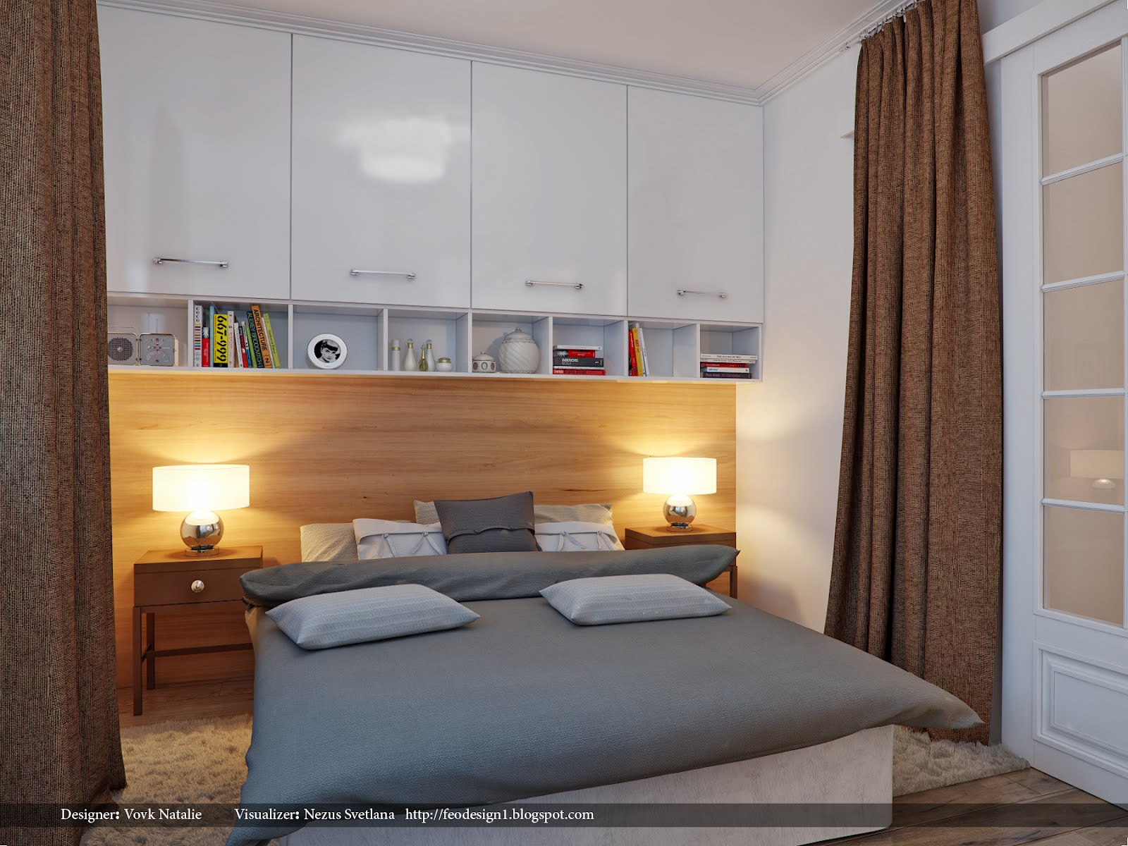 Svetlana Nezus Portfolio: Маленькая спальня с окном в гостиную