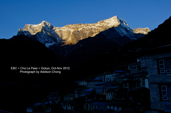 Golden Kongde Ri at Namche Bazaar
