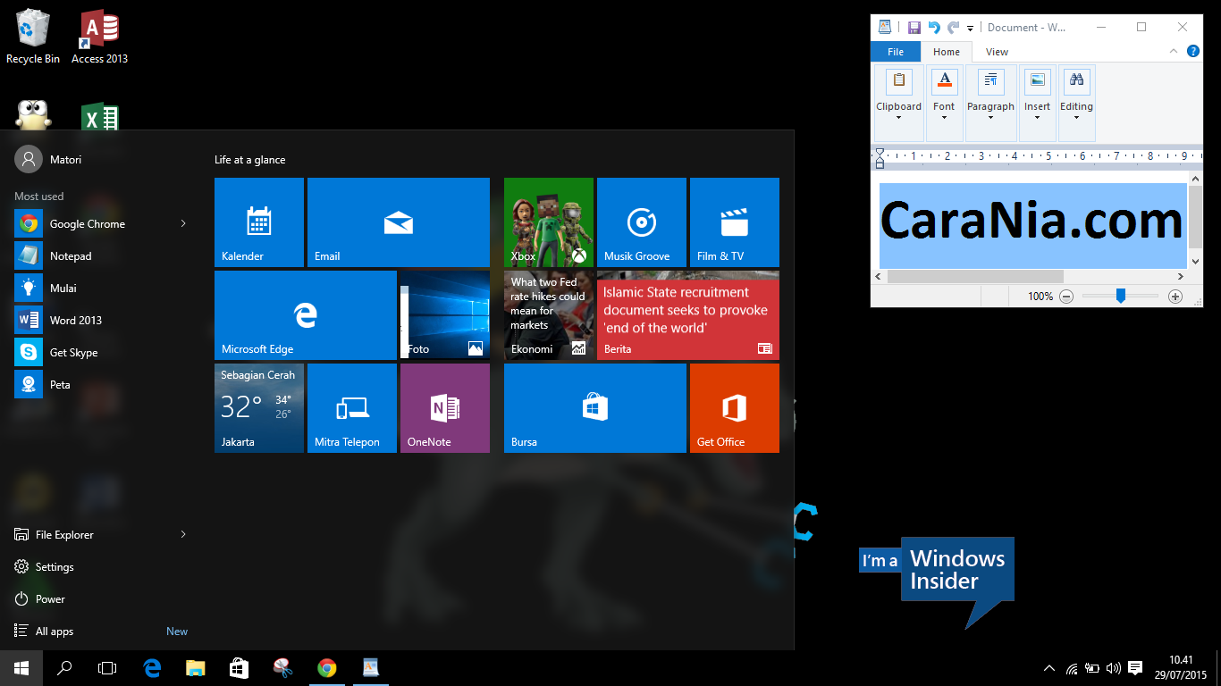Tampilan WIndows 10 Final Lengkap By CaraNia.com - SEPUTAR KOMPUTER