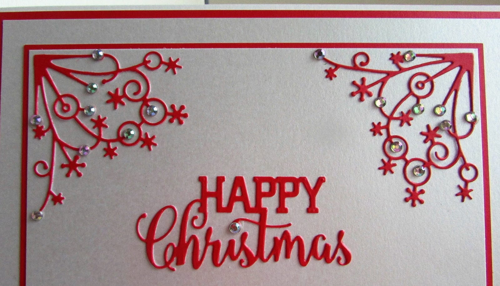 Lizzies craft space Die Cut Christmas Card  Red