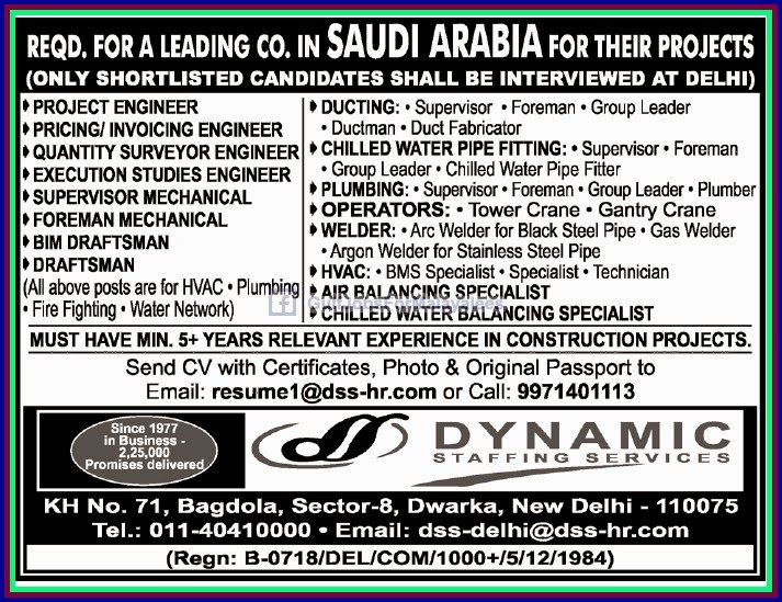 Gulf Jobs Bank Required for leading co in KSA