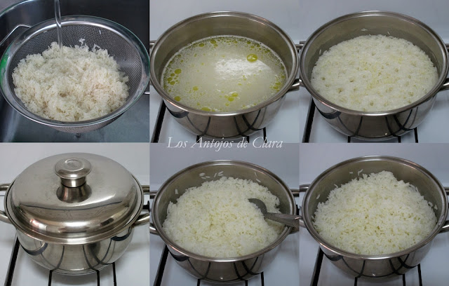 Preparación arroz verde con cilantro
