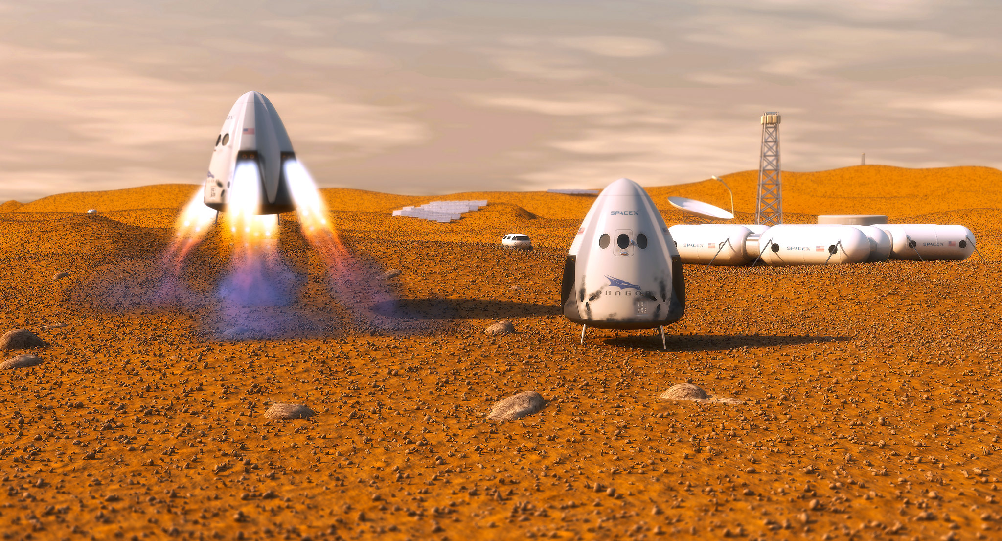 SpaceX outpost on Mars by Kevin Gill human Mars