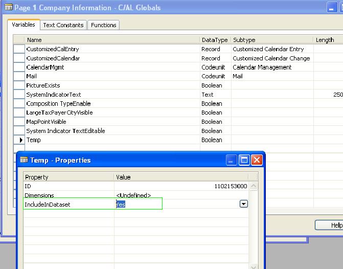 Use boolean variable in page property 