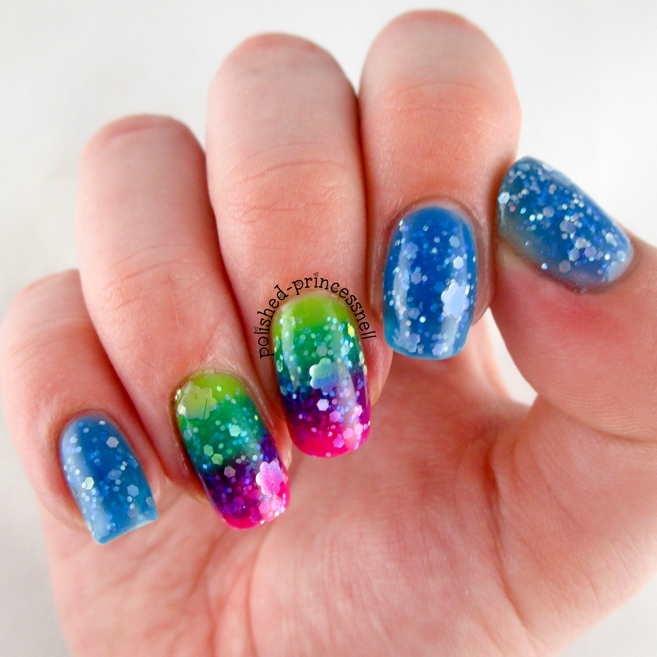 Polished Princessnell Glitter Jelly Sandwich Nail Art!