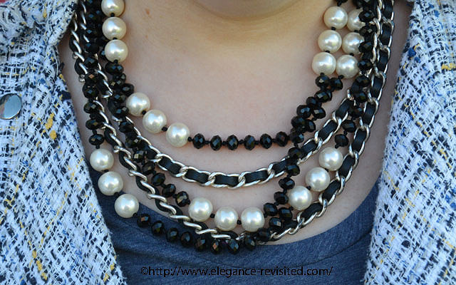 pearl necklace accessorizing with a necklace