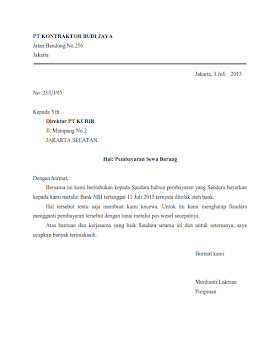 Contoh Surat Dinas Bentuk Lurus Penuh