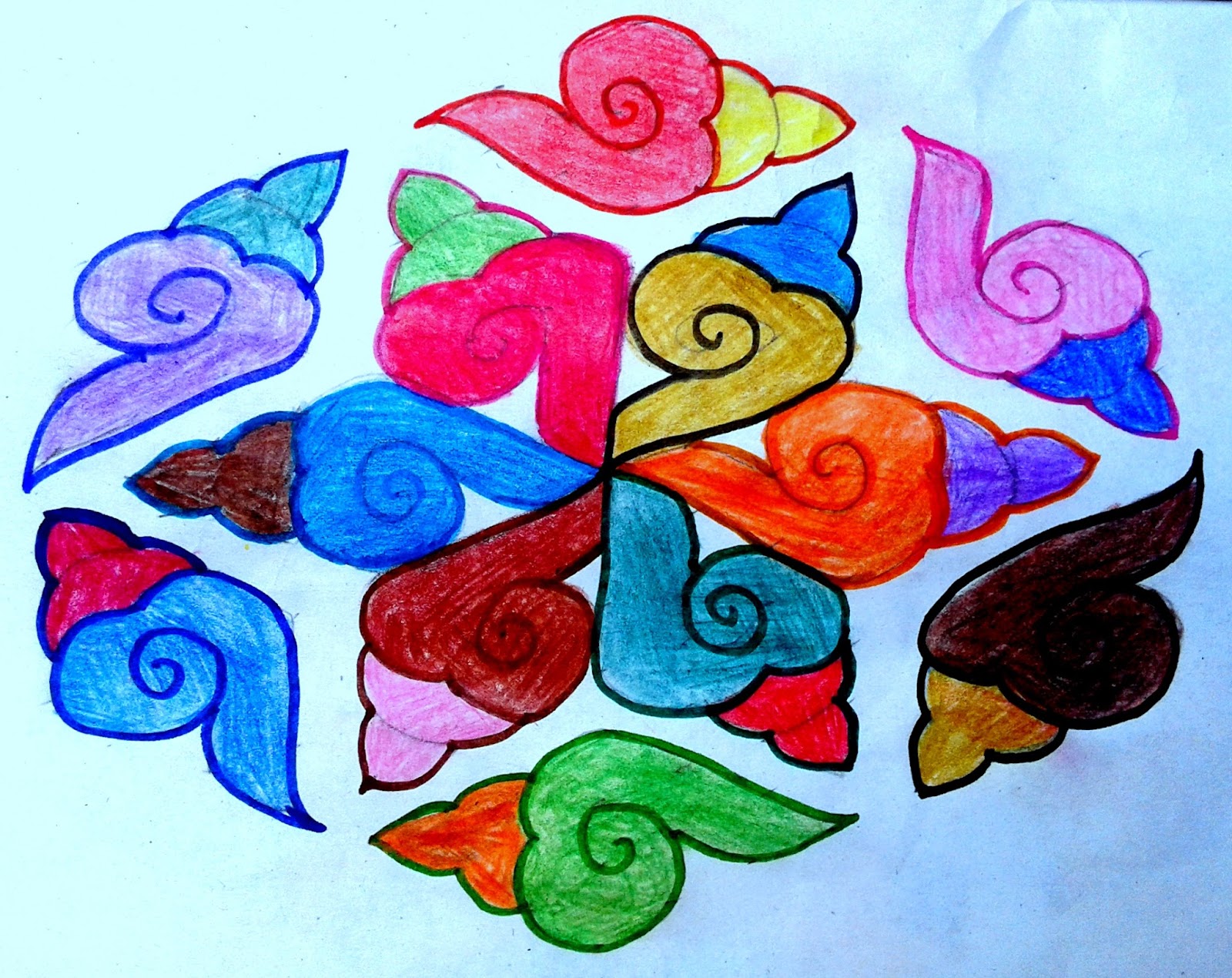 Colourful Rangoli Patterns with Dots: 15 to 8 Dots and 15 to 15 dots