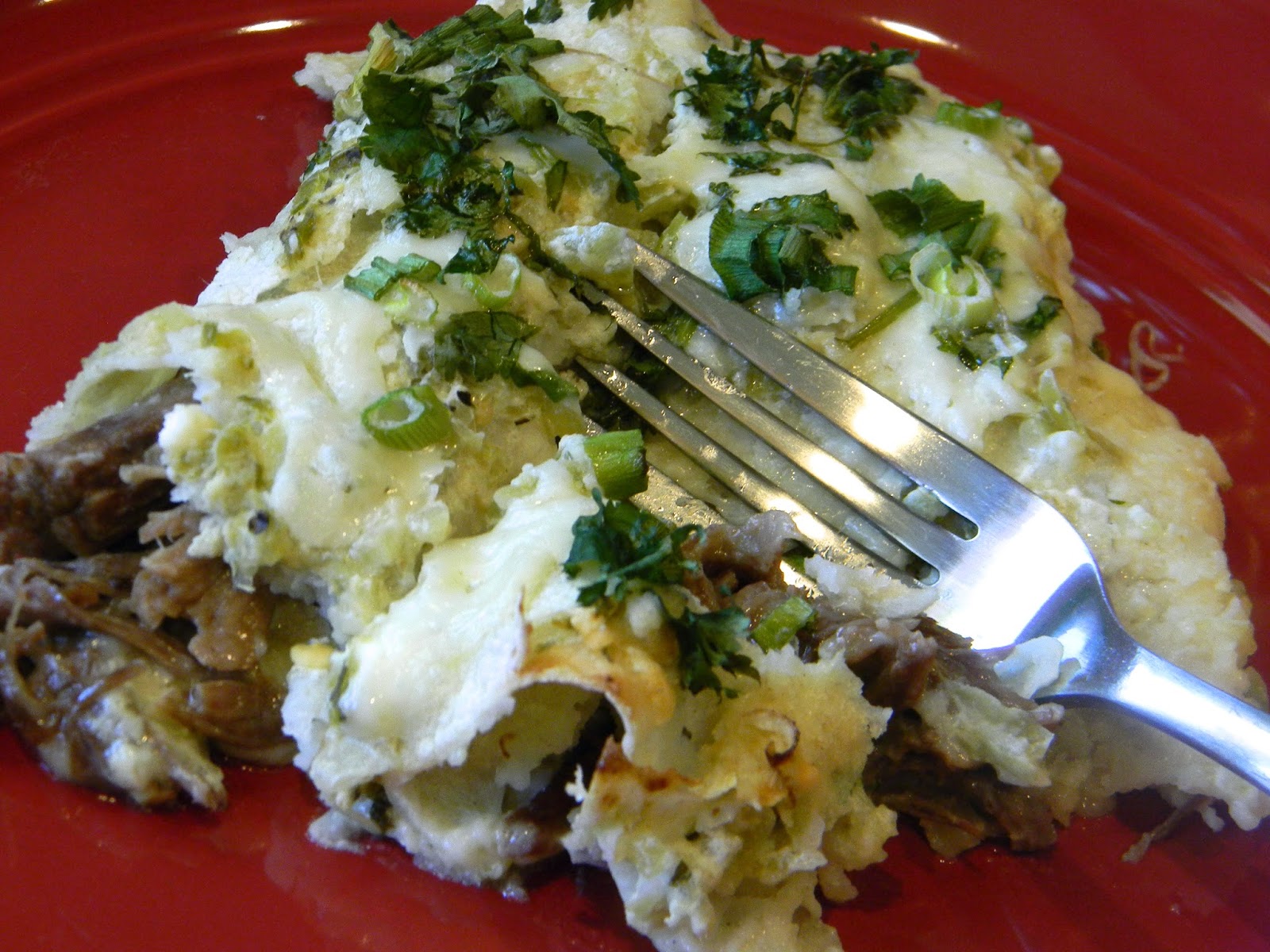 Salsa Verde Pot Roast Enchiladas