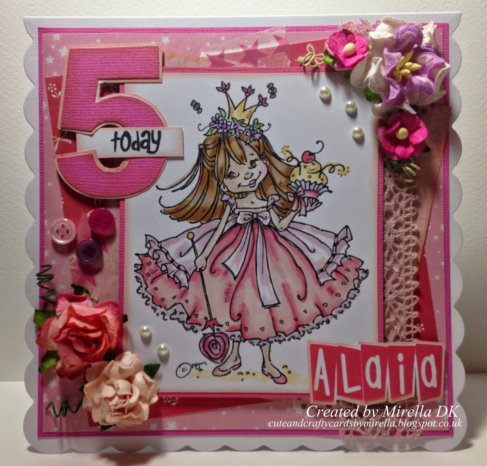cute and crafty cards by mirella: my little princess 5th Birthday card!!!