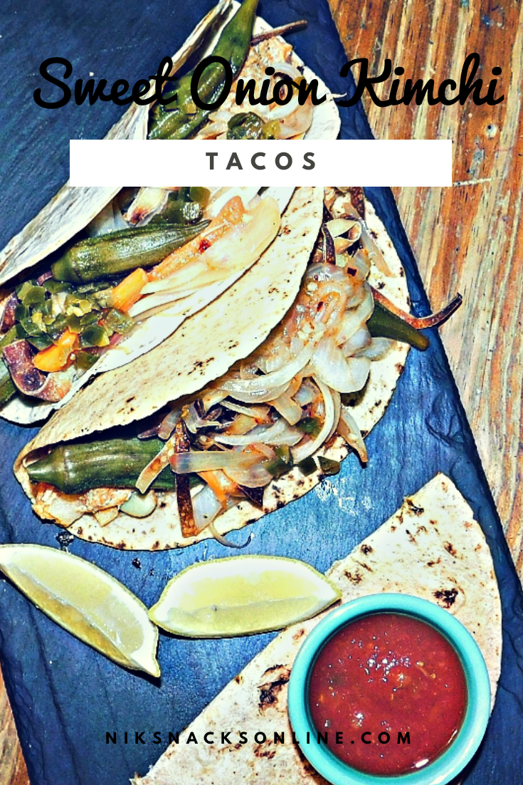 Sweet Onion Kimchi Tacos with Pulled Pork Nik Snacks Nik Snacks