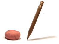 Ilustración de un lápiz y una goma de borrar