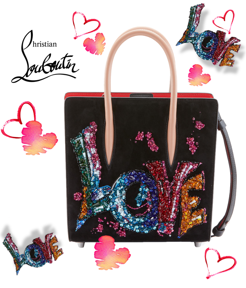 Christian Louboutin Paloma Small Love Embroidered Suede Tote Bag