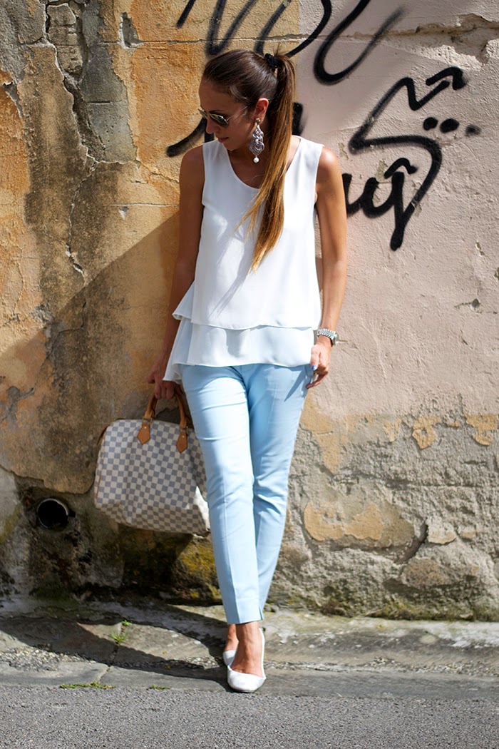 Acquisto >pantalone azzurro outfit Grande vendita OFF 63%