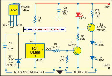 IR Music Transmitter and Reciever - The Circuit