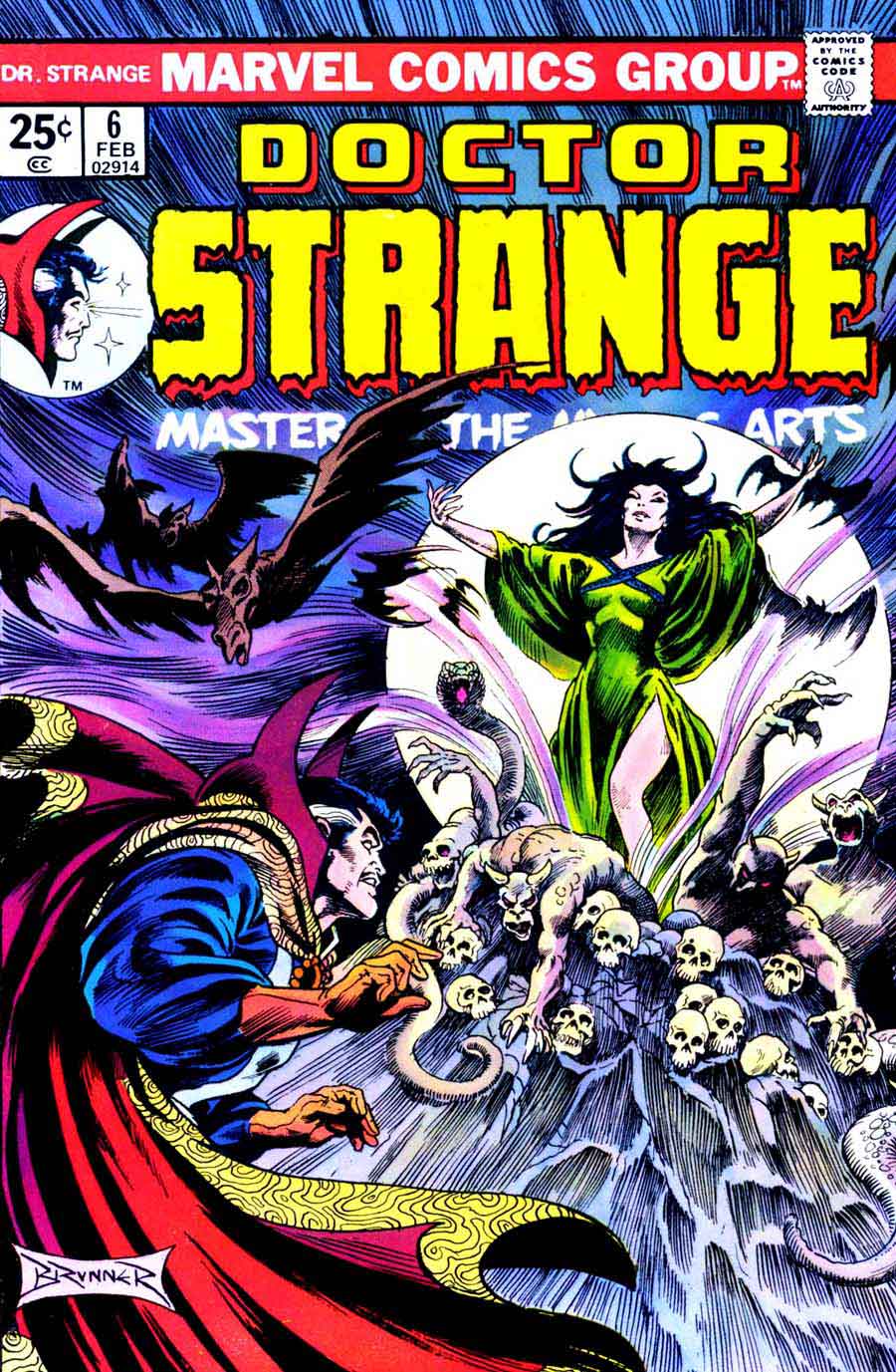 Frank Brunner  bronze age 1970s marvel comic book cover art - Doctor Strange v2 #6