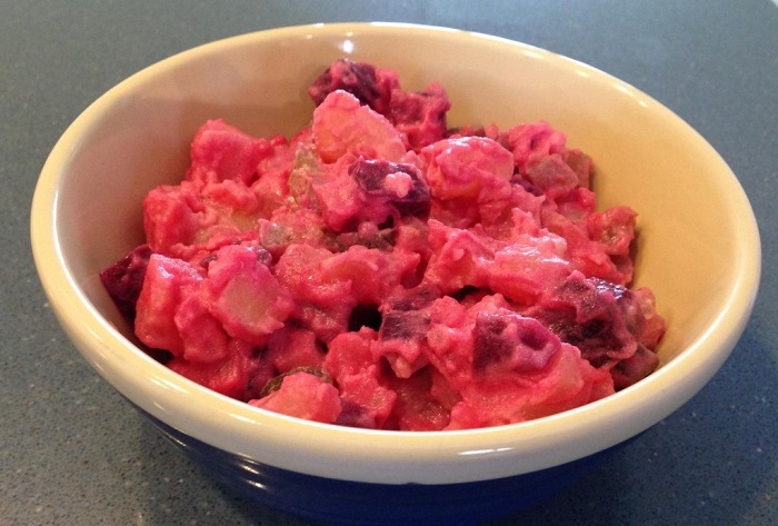 Russian Potato Salad with Beetroot
