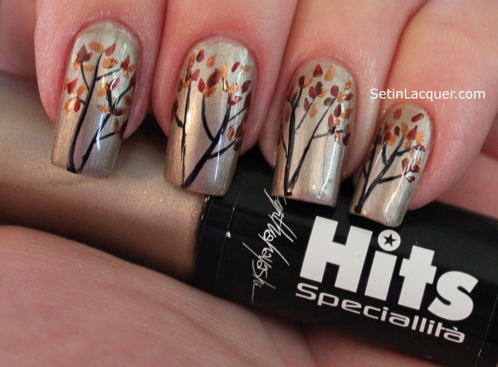 Fall leaves nail art  Set in Lacquer