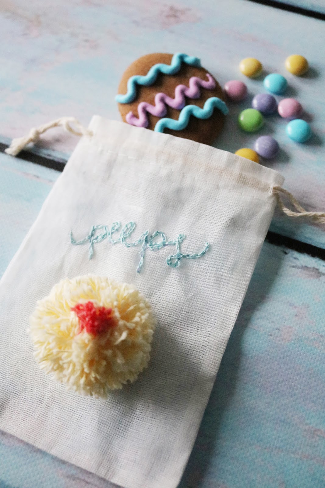 DIY Easter themed gift packaging inspiration using handmade pom poms | Lorrie Everitt Studio