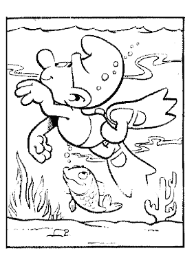 Smurf Swim Coloring Pages