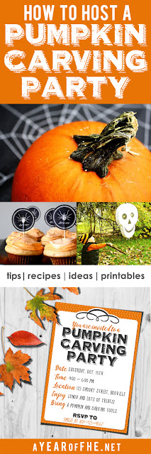 HOW TO HOST A PUMPKIN CARVING PARTY // Tips for parties for ADULTS, TEENS, and KIDS, recipes, games and a free printable invite! This is such an easy and fun tradition to start! #halloween #party #jackolantern