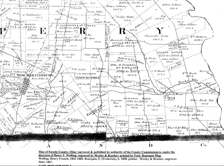 1867 Partial Lower Portion of Perry Township - Fayette County, Ohio Map