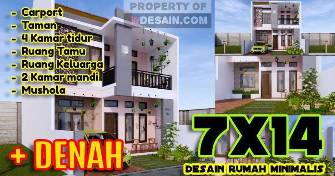 Desain Rumah Minimalis 2 Lantai 7x14 Tampil Menarik Dengan Taman Yang Cantik