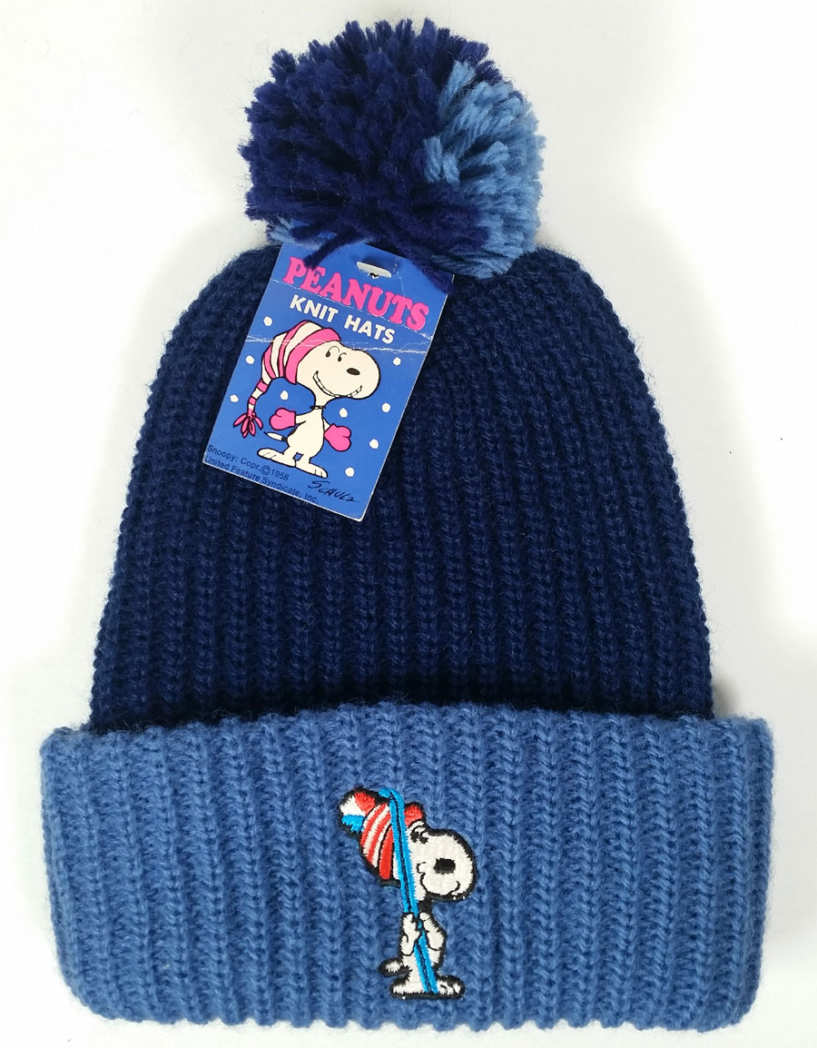 NWT Vintage SNOOPY Knit 1958 USA Ski Knit Hat Cap BLUE Deadstock