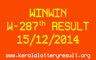 Winwin Lottery W-287 Result 15-12-2014