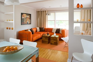 sala sofá color naranja