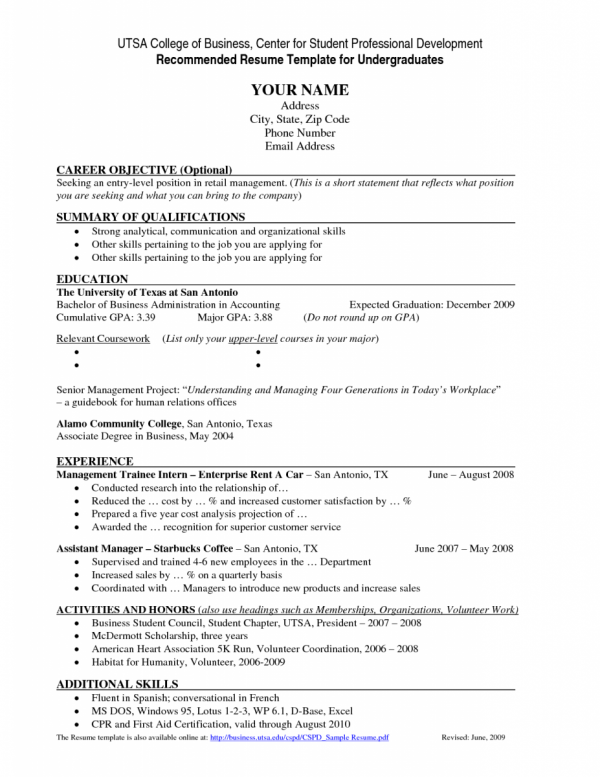 job resume samples for college students sample resumes