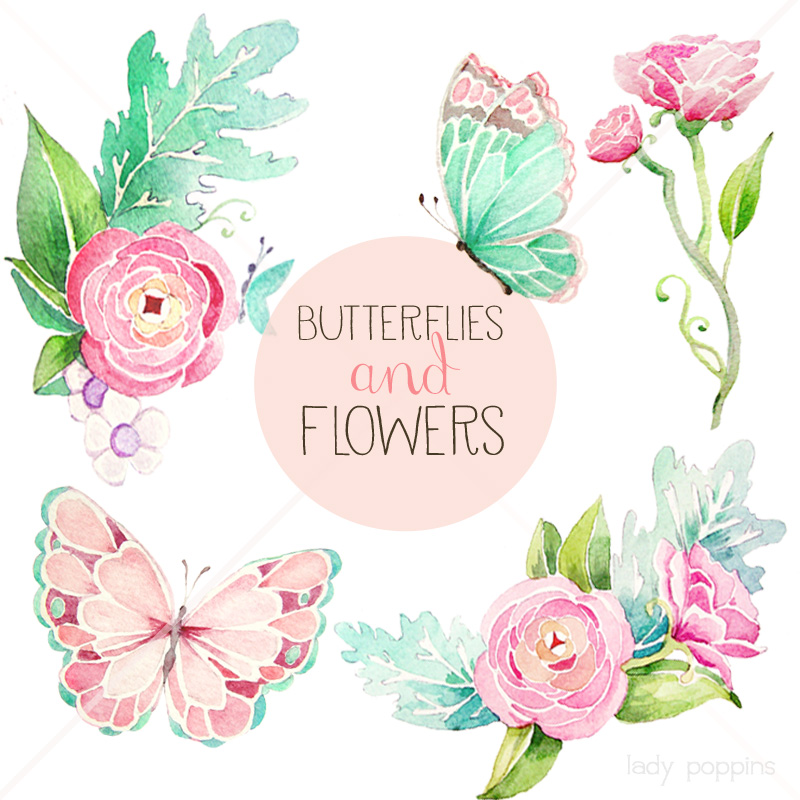 clip art flower and butterfly - photo #18