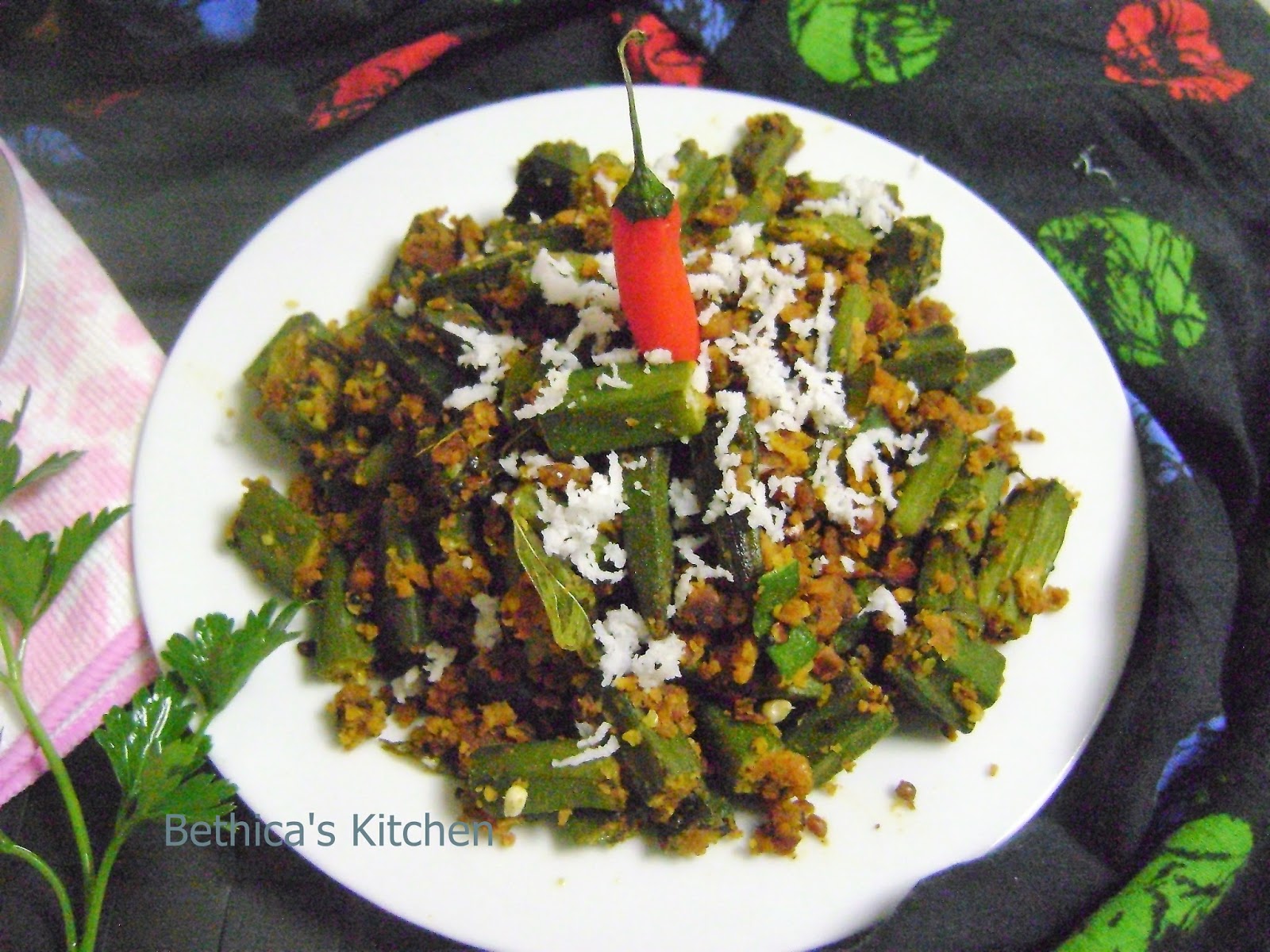 Bethica's Kitchen Flavours Okra Paruppu Usili (Okra & Lentil Scrambled