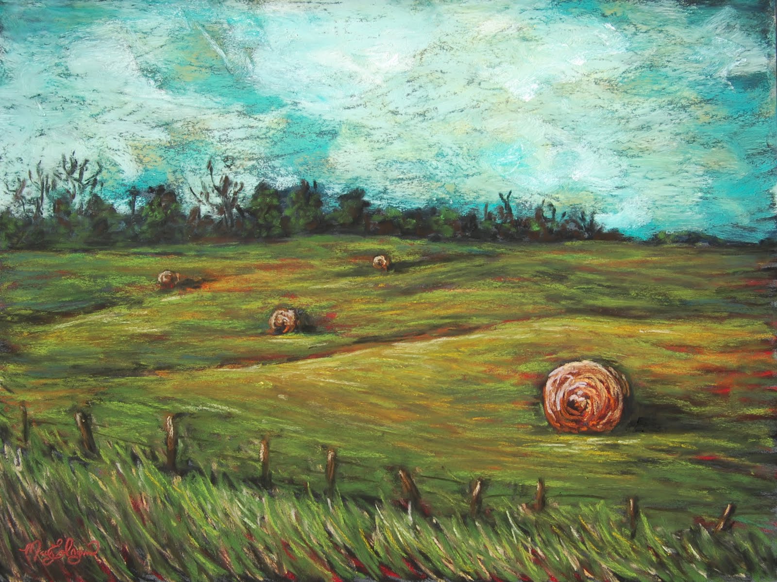 Somewhat Daily Paintings Hay Fields