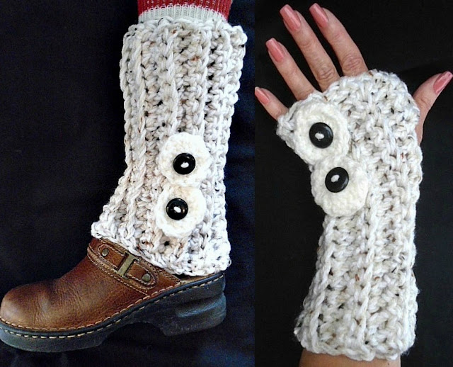 Karmel Fingerless Gloves & Legwarmers - Free Crochet Patterns