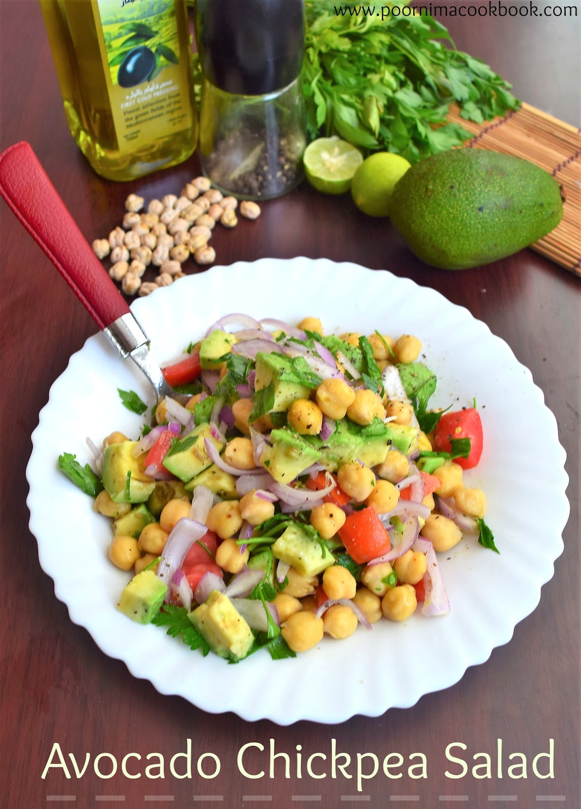 Poornima's Cook Book Avocado Chickpea Salad