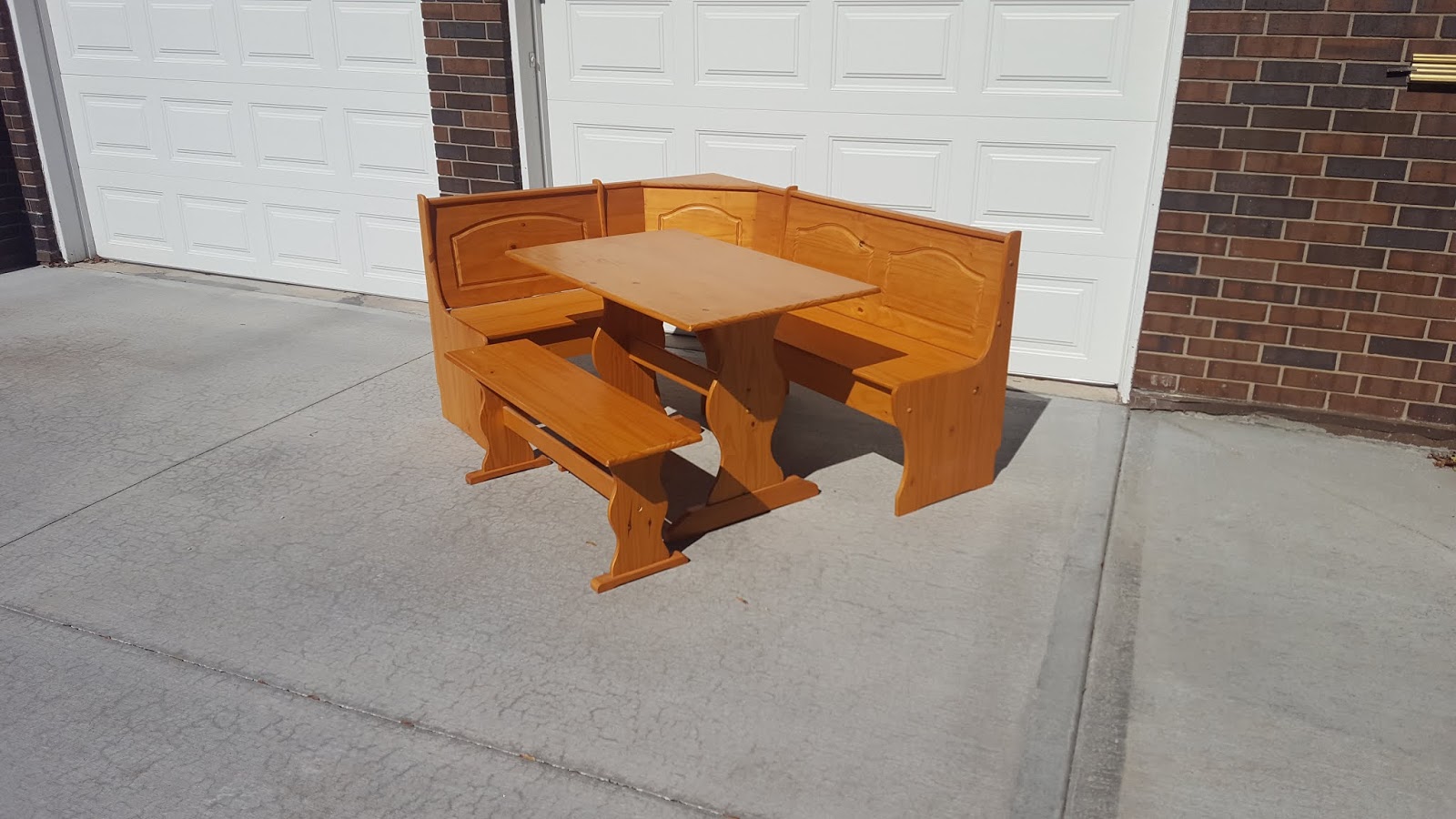 Restoration News Corner Bench and Table For Sale