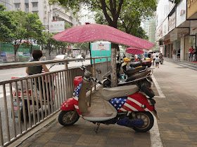 motor scooter with US flag design in Bengbu, China