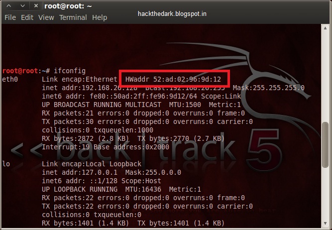 changer adresse mac backtrack 5