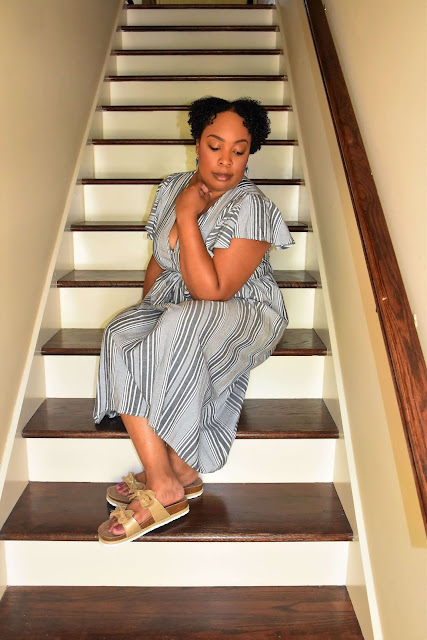 a.n.a Short Sleeve Striped Midi Dress from JCPenney