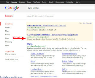 dania furniture & dania screwedme advertising on google adwords