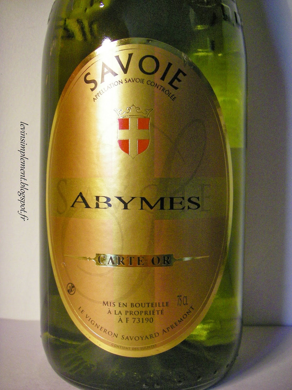 Le vin simplement Le vigneron Savoyard Carte or 2012 Vin de Savoie Abymes Blanc