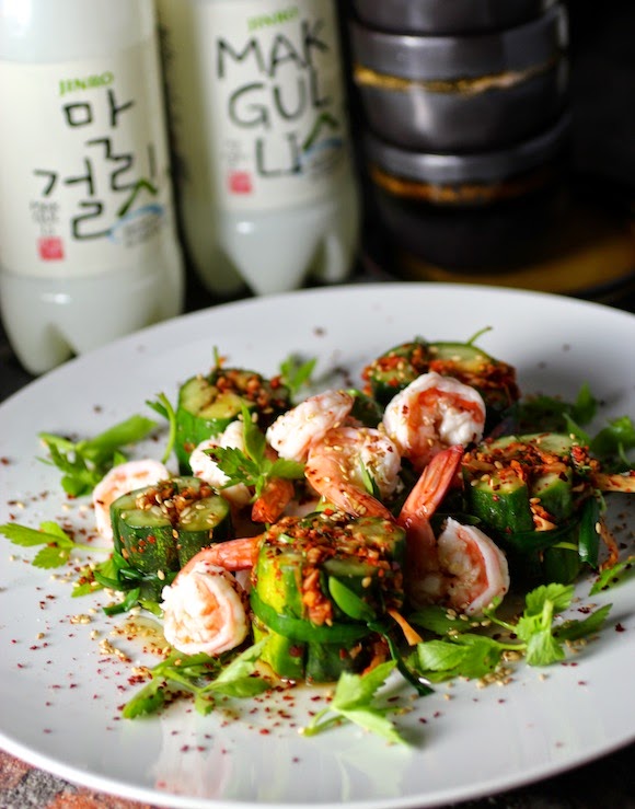 [Korean Recipes] Stuffed Cucumber Kimchi with Shrimp and Minari All