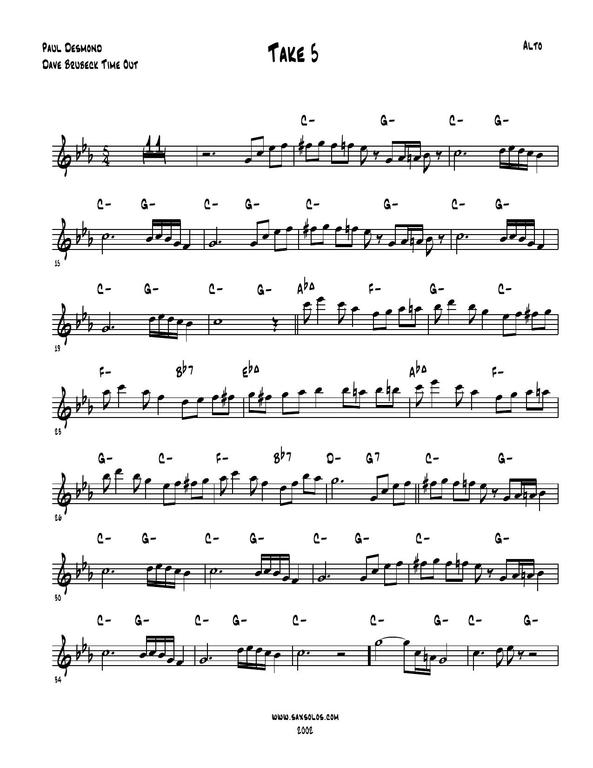Take five dave brubeck ноты. Take 5 аккорды. Take five ноты. Take five ноты для саксофона тенора. I take five.