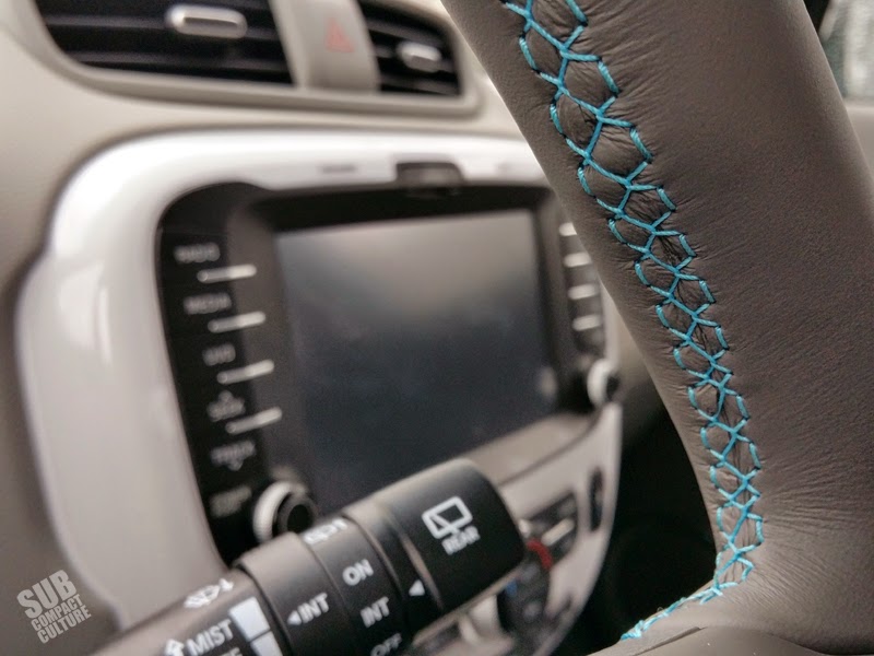 Kia Soul EV steering wheel stitching