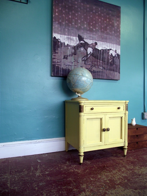 Vintage Ground: Vintage Canary Yellow Nightstand / Side Table