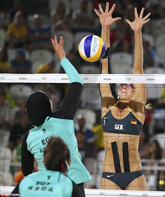 6 Rio Olympics: Egyptian Female Beach volleyball team wear Hijab while playing against Germany (photos)